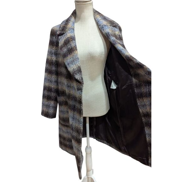 Banana Republic Italian Plaid Topcoat Wool Blend Women's Medium Petite NWT - Picture 6 of 11